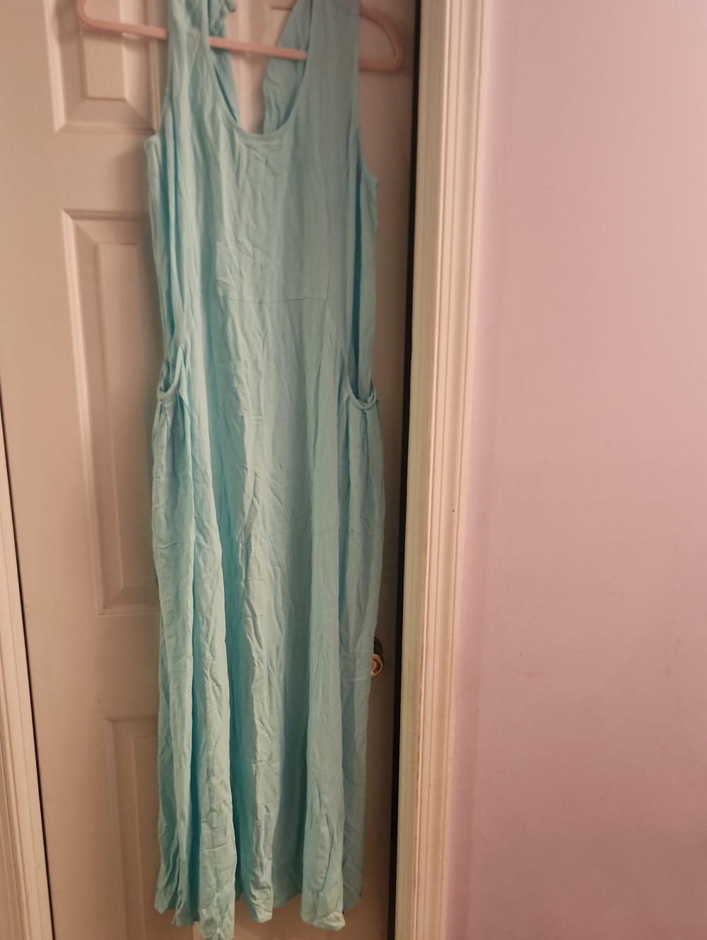 HALARA Light Aqua Sleeveless Maxi Dress with Side Pockets